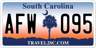 SC license plate AFW095