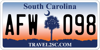 SC license plate AFW098