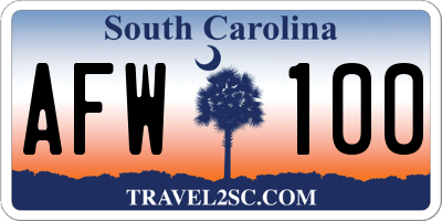SC license plate AFW100