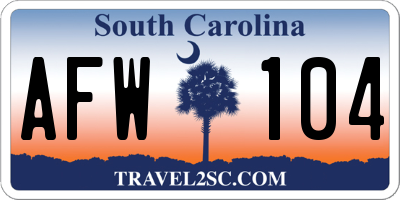 SC license plate AFW104