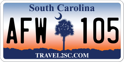 SC license plate AFW105