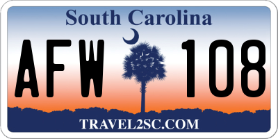 SC license plate AFW108