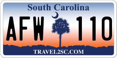 SC license plate AFW110