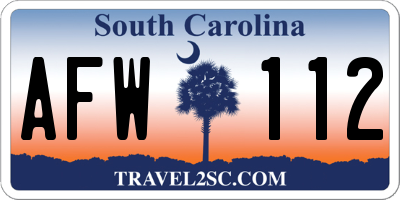 SC license plate AFW112