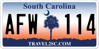 SC license plate AFW114