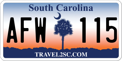 SC license plate AFW115