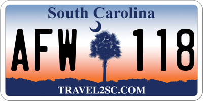 SC license plate AFW118