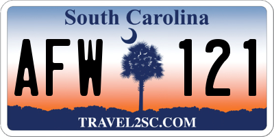 SC license plate AFW121