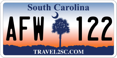 SC license plate AFW122