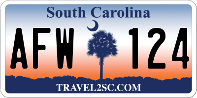 SC license plate AFW124