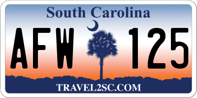 SC license plate AFW125