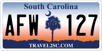 SC license plate AFW127