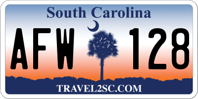 SC license plate AFW128