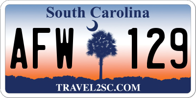 SC license plate AFW129