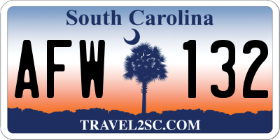 SC license plate AFW132