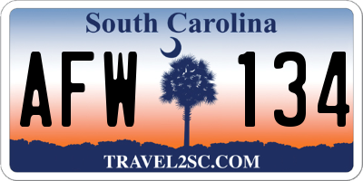 SC license plate AFW134