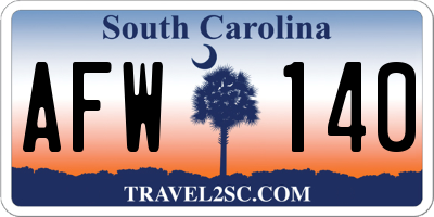 SC license plate AFW140