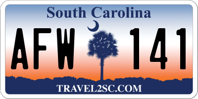 SC license plate AFW141