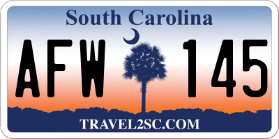 SC license plate AFW145