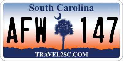 SC license plate AFW147