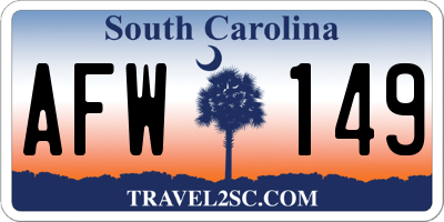 SC license plate AFW149
