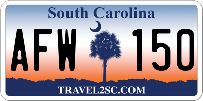 SC license plate AFW150