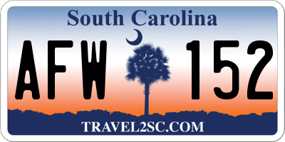 SC license plate AFW152