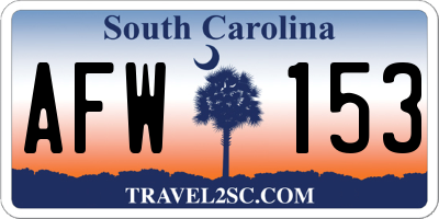 SC license plate AFW153