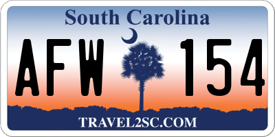 SC license plate AFW154