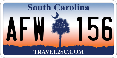 SC license plate AFW156