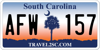 SC license plate AFW157