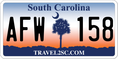 SC license plate AFW158