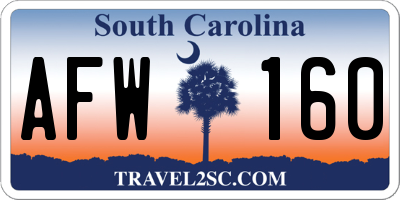 SC license plate AFW160