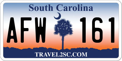 SC license plate AFW161