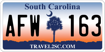 SC license plate AFW163