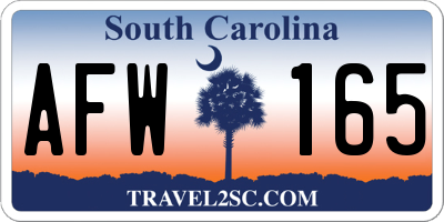 SC license plate AFW165