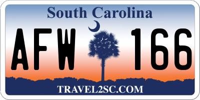 SC license plate AFW166