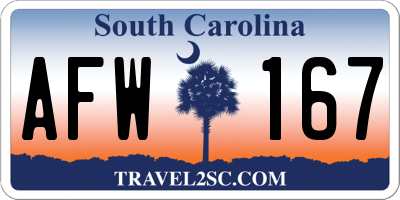 SC license plate AFW167