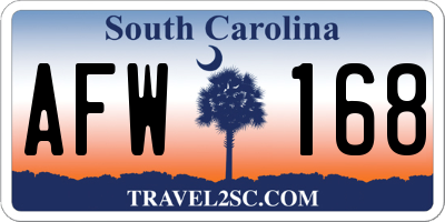 SC license plate AFW168