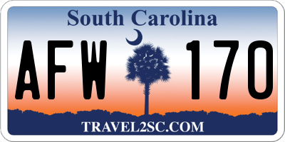 SC license plate AFW170