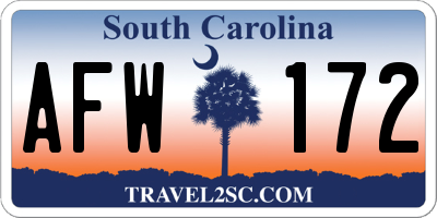 SC license plate AFW172