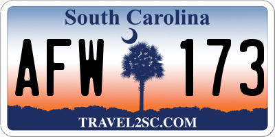 SC license plate AFW173