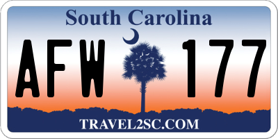 SC license plate AFW177
