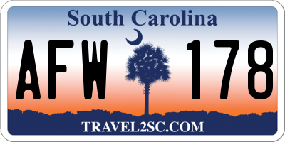 SC license plate AFW178