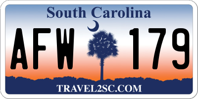 SC license plate AFW179