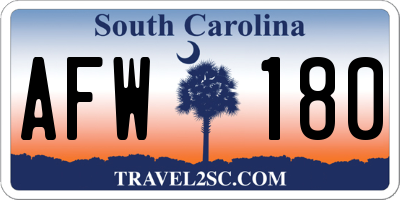 SC license plate AFW180