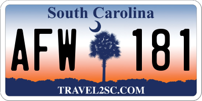 SC license plate AFW181