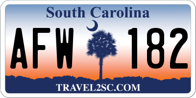 SC license plate AFW182