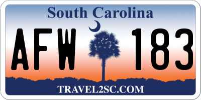 SC license plate AFW183