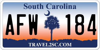 SC license plate AFW184